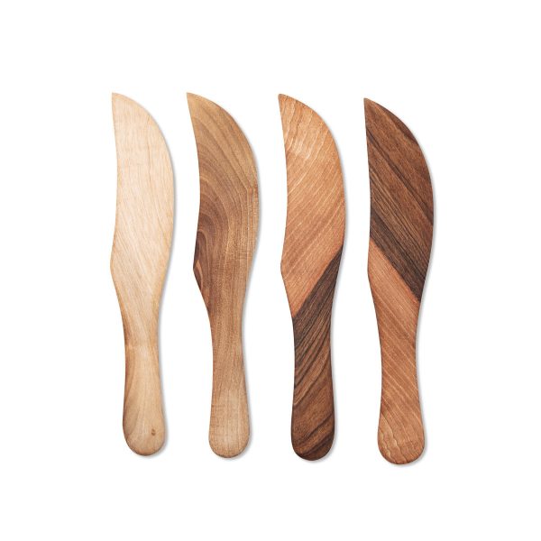 Walnut Wood Knife Spreaders, Set of Four Hot on Sale