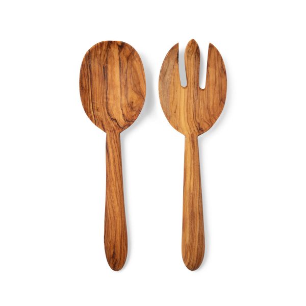 Olive Wood Serving Fork and Spoon, Medium Discount